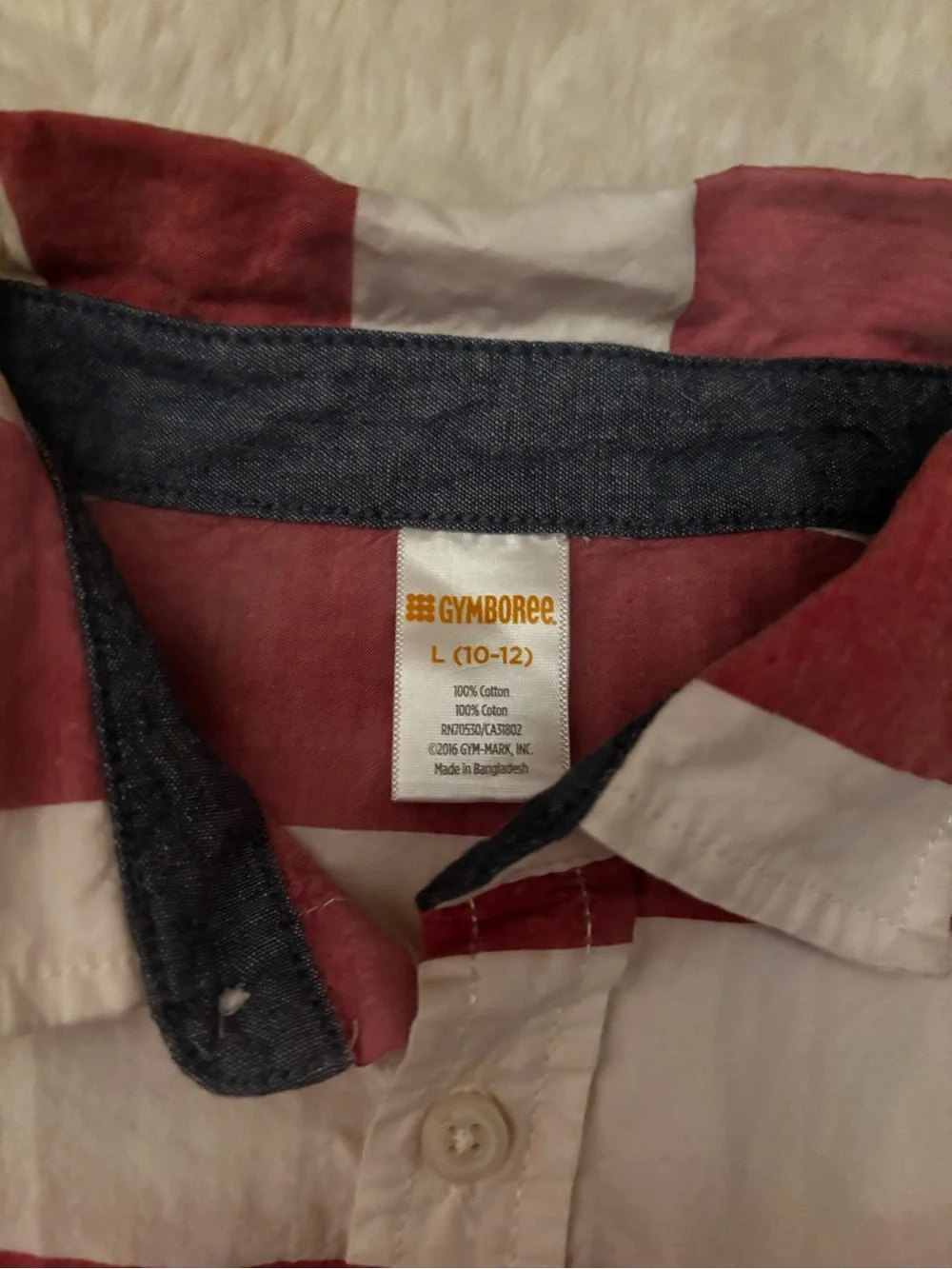 Gymboree boys Short-Sleeve Button-Down Shirt in Red & White Stripes